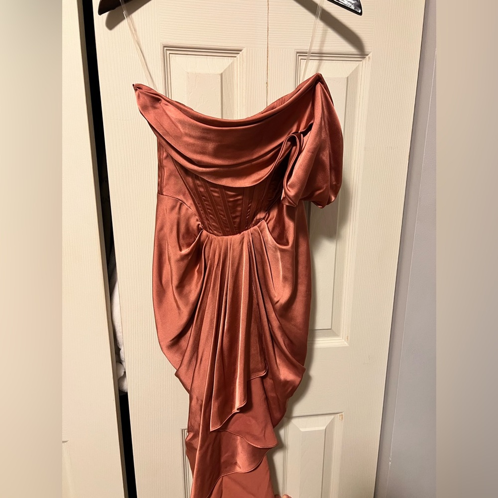 HOCB Satin Blush Pink Midi Dress
